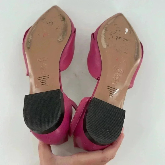 Lewit Alesia womens flats size 39 pink fuchsia Italian leather pointy toe dorsay - Picture 8 of 15